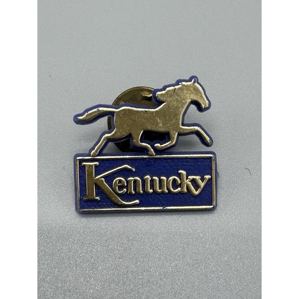 VTG Kentucky Derby Horse Racing Plastic Blue Lapel Hat‎ Pin